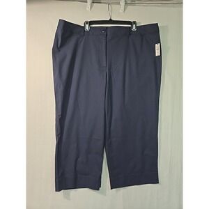 NWT Talbots Women's 22W Wide Leg Crop High‎ Waist Navy Blue Casual Chino Pants